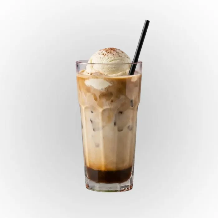 Iced latte with ice cream