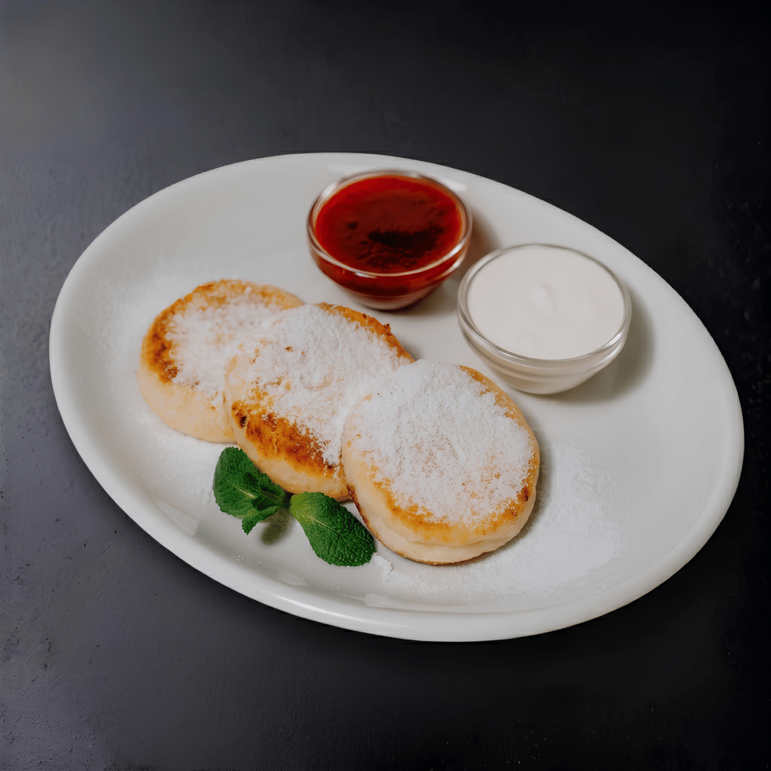 Syrniki with Sour Cream/Jam